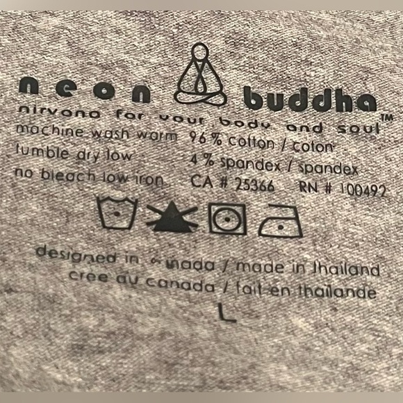 Neon Buddha Gray and White cowl neck Button-Accent Top, size Large - Picture 3 of 3